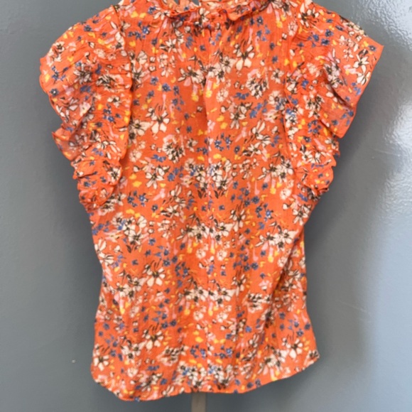 Nanette Lepore Orange Floral Blouse - Picture 2 of 6